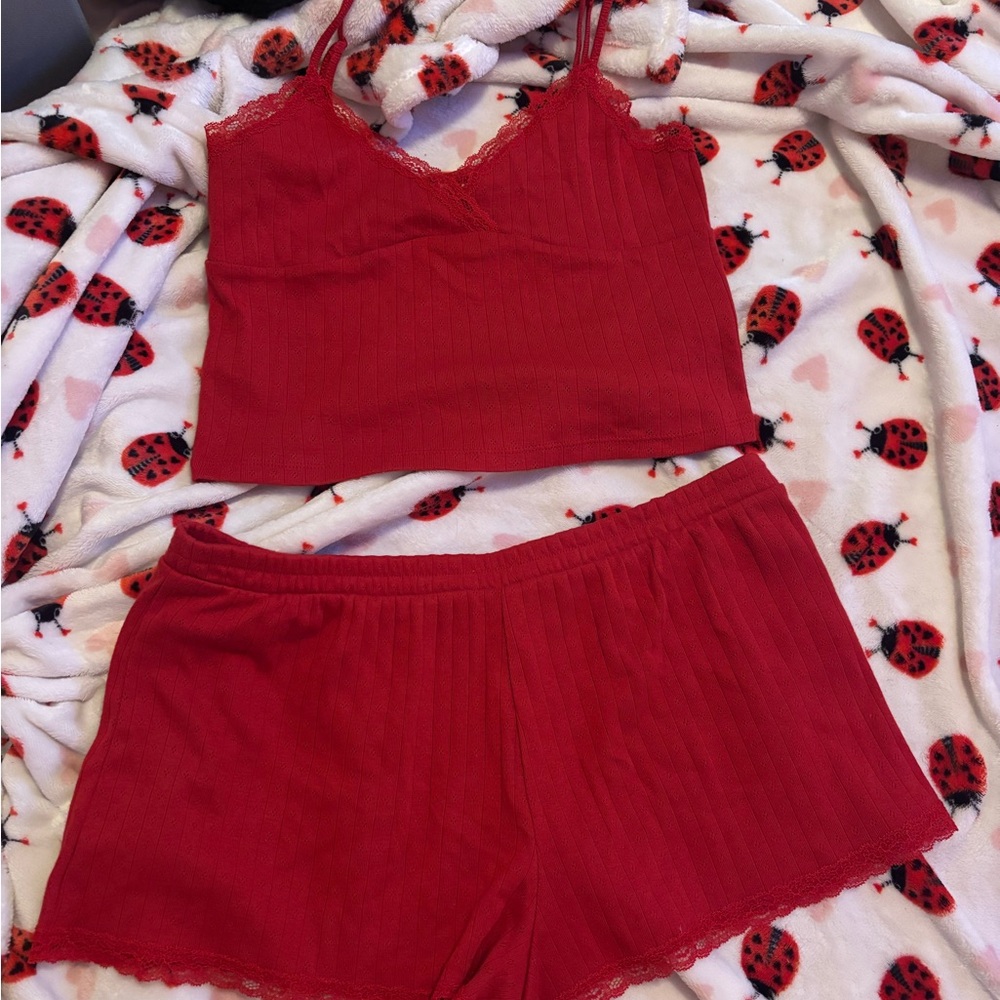 Forever 21 Red Pajama Set Intimates Sleepwear